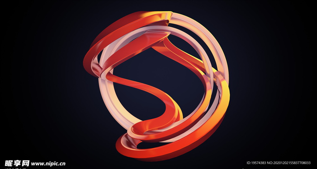 C4D 模抽象圆形苹果皮对称