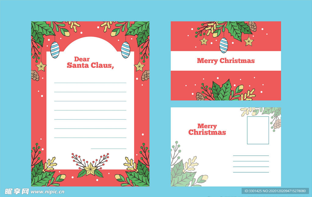 圣诞节信纸 矢量模板