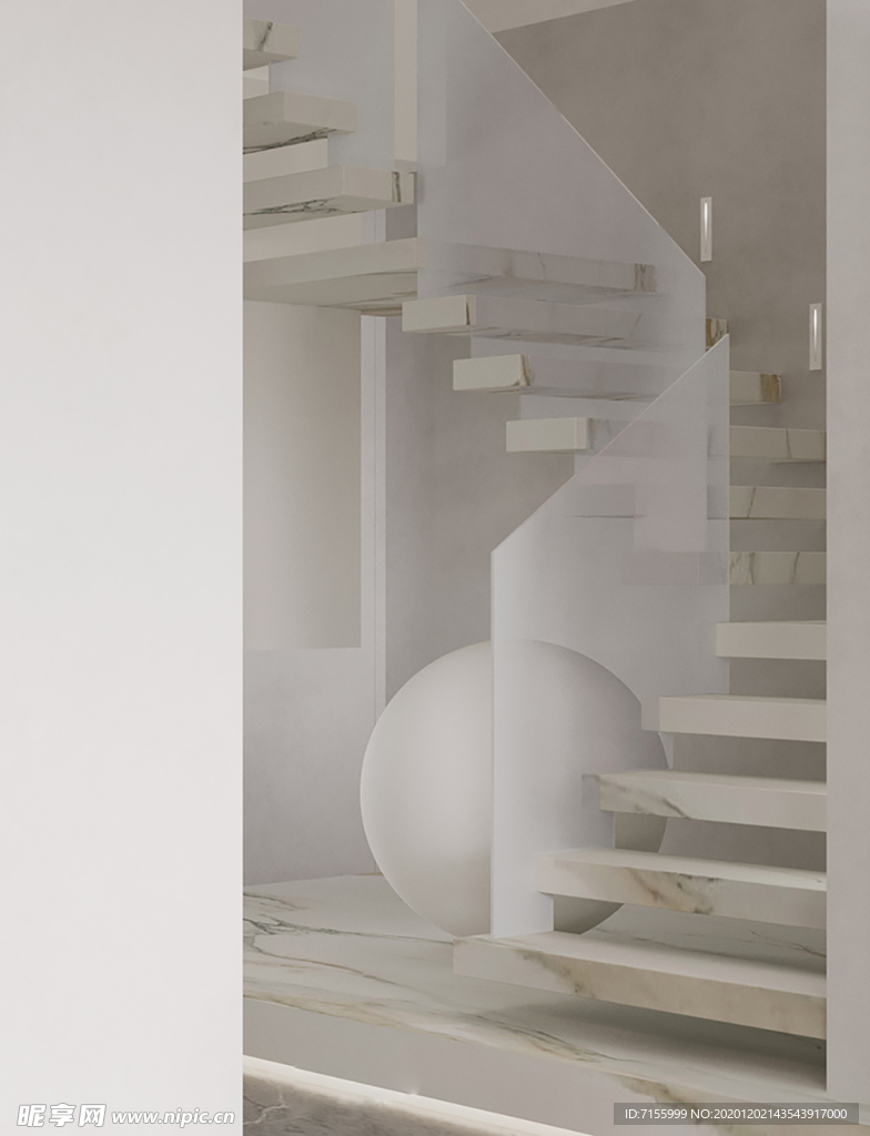 极简楼梯旋转美
