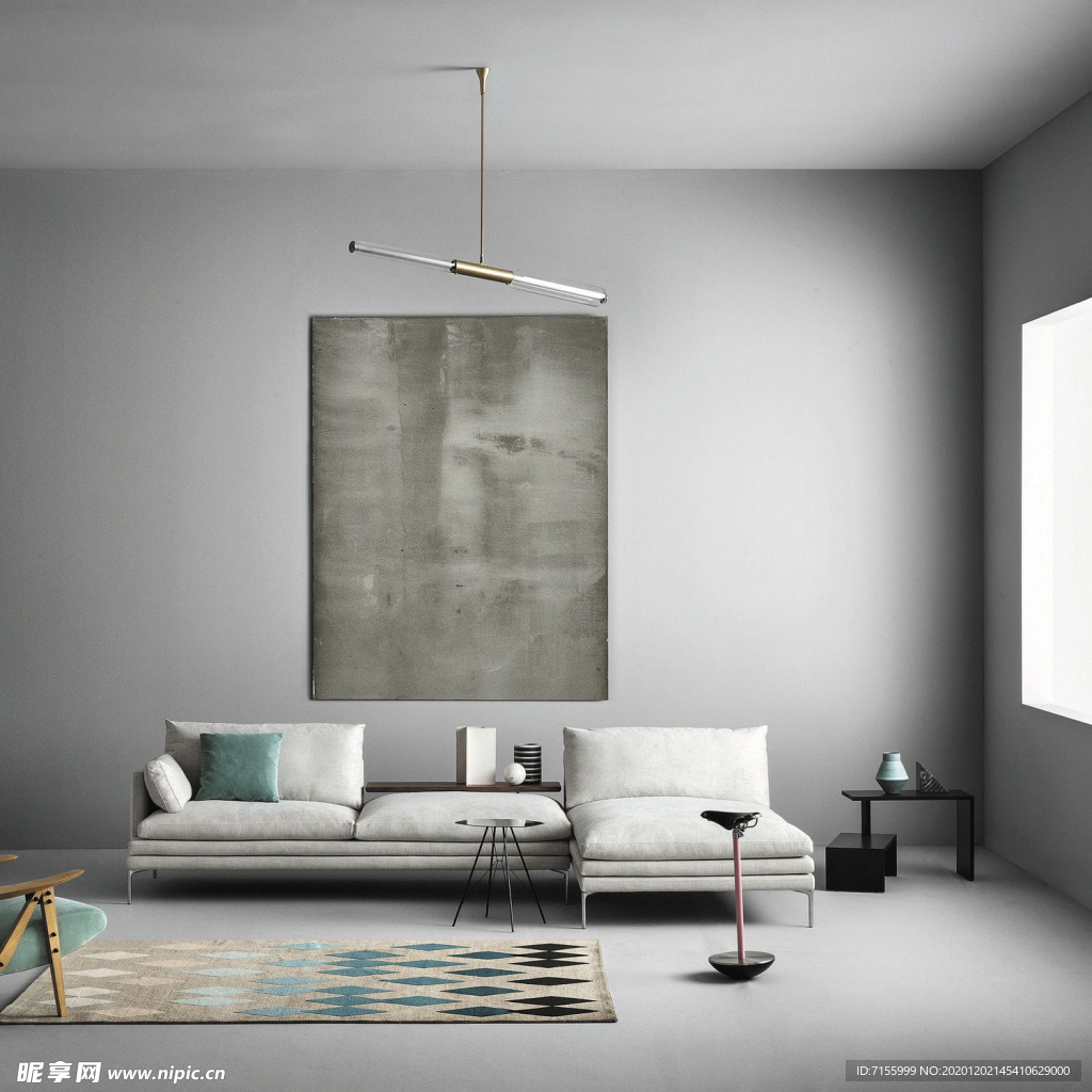 现代北欧客厅设计灰色墙面