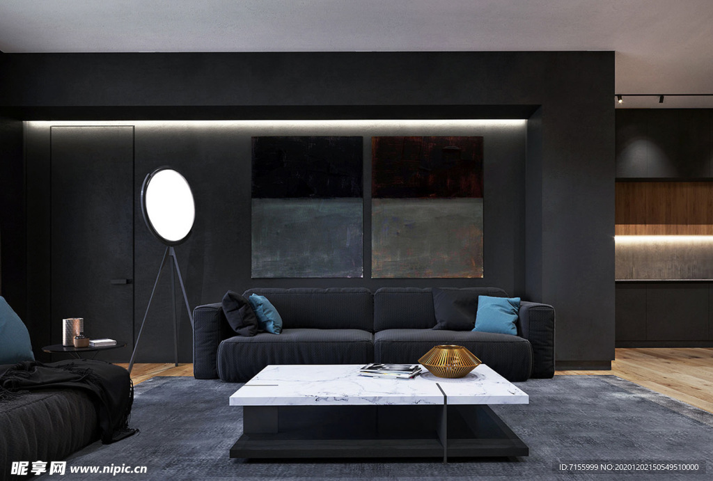 现代黑色客厅
