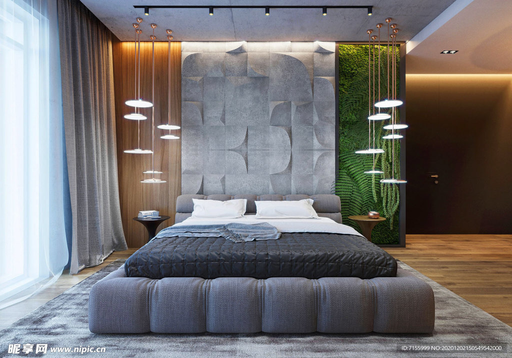 现代绿化卧室