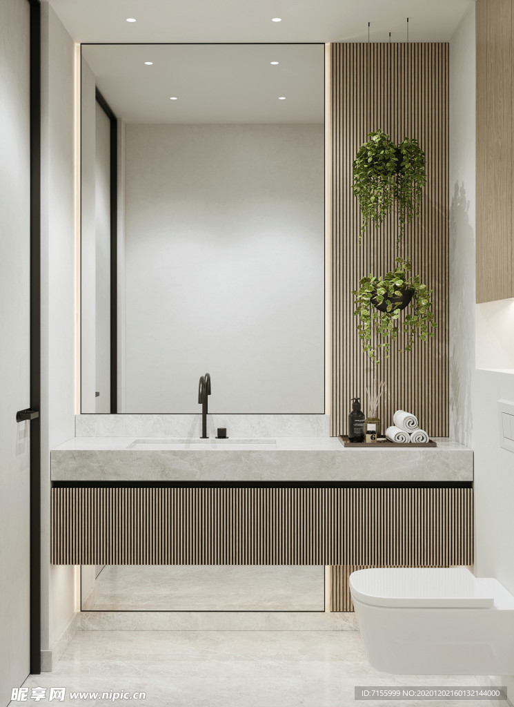 自然配色的洗手台