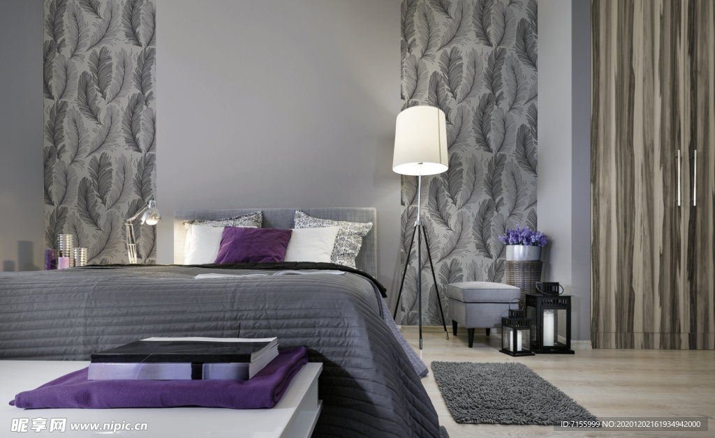 墙纸 羽毛 卧室方案