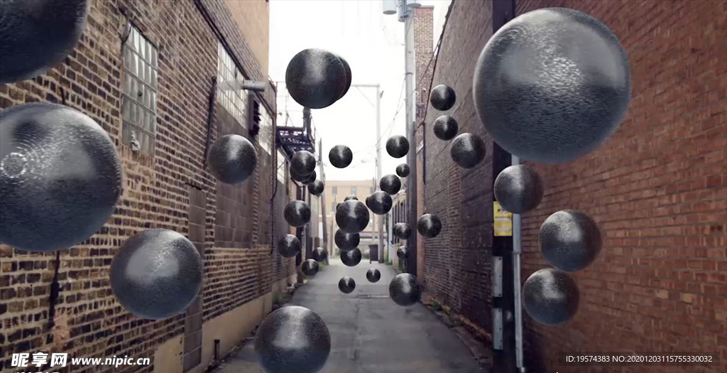 C4D 模型动画天空中漂浮的球