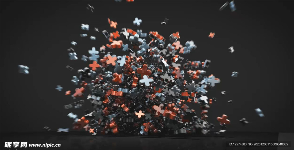 C4D 模型动画爆炸的加号