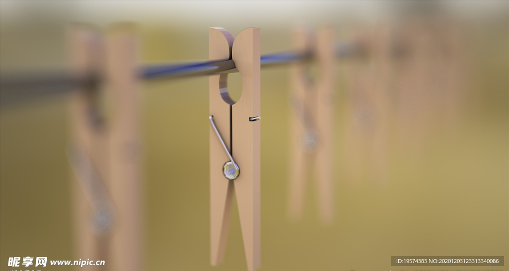 C4D 模型 衣服夹子 晾衣架