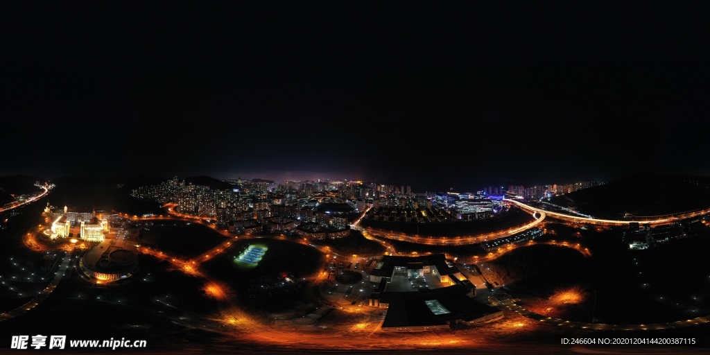 大连东软河口园区夜景航拍全景图