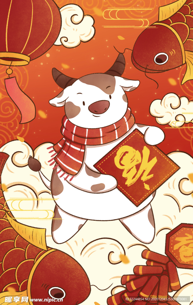 新年新春除夕海报牛年