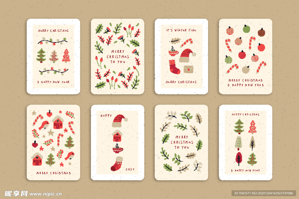 圣诞小元素圣诞节袜子小清新卡片