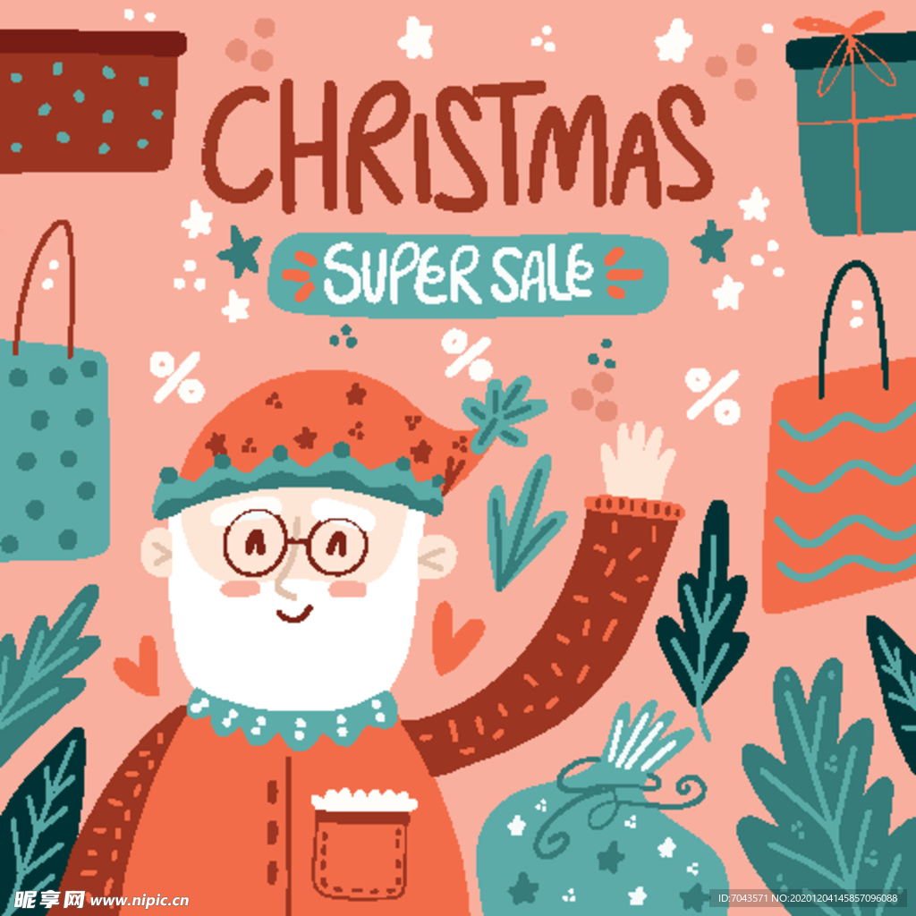 圣诞快乐圣诞老人元素圣诞矢背景