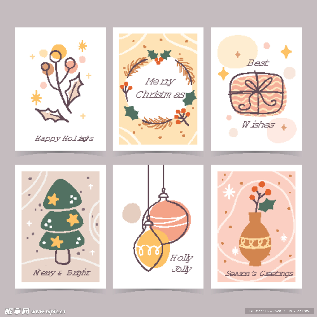 圣诞元素卡通贺卡