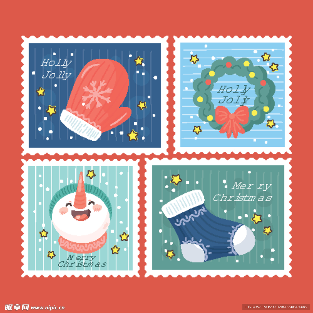 圣诞邮票矢量