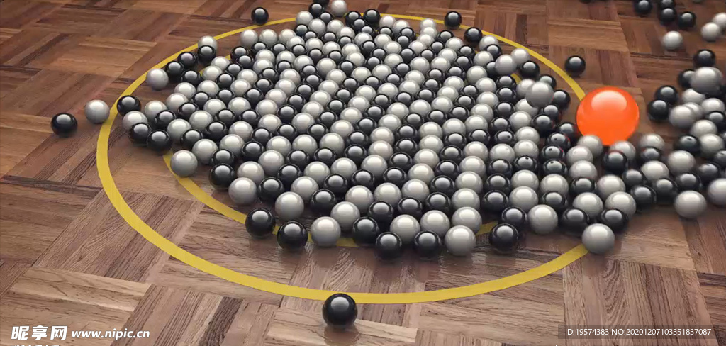 C4D 模型 圆圈撞击的小球