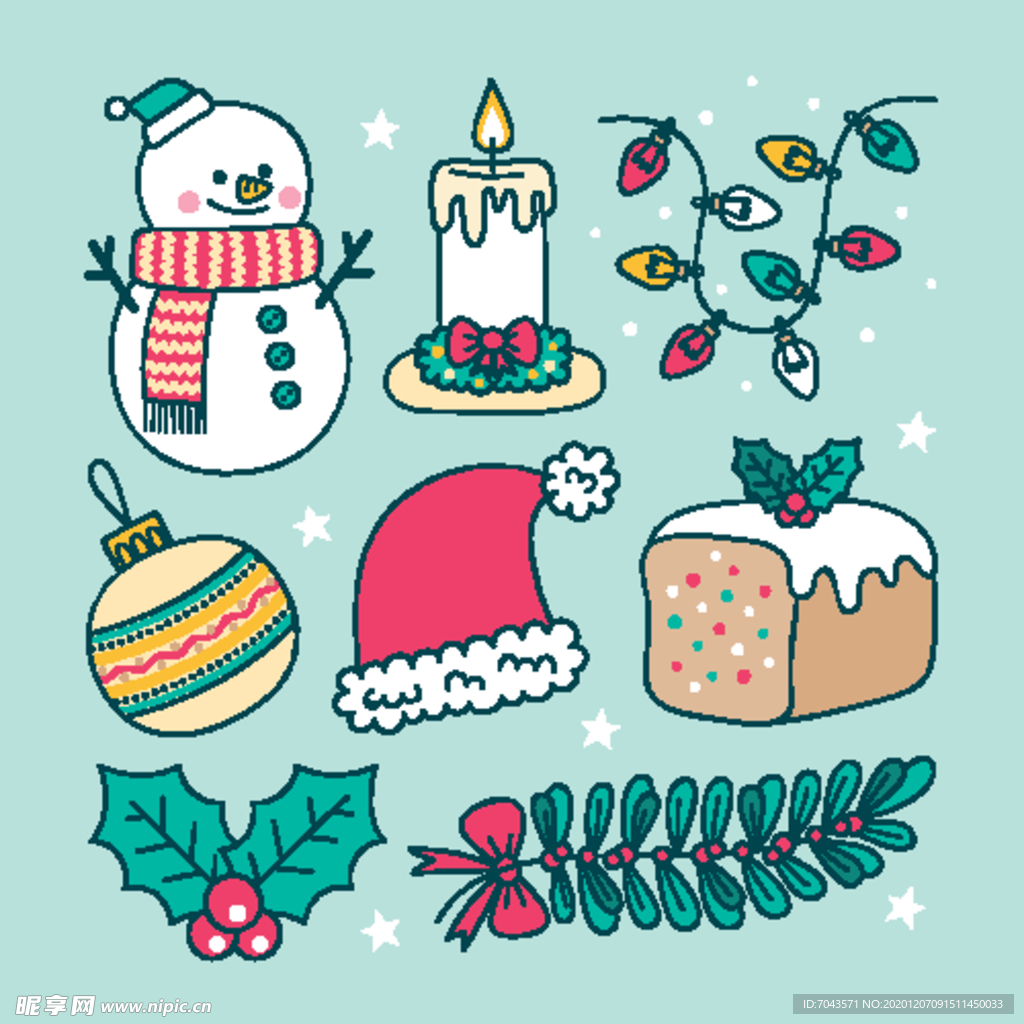 卡通圣诞元素雪人圣诞帽风铃