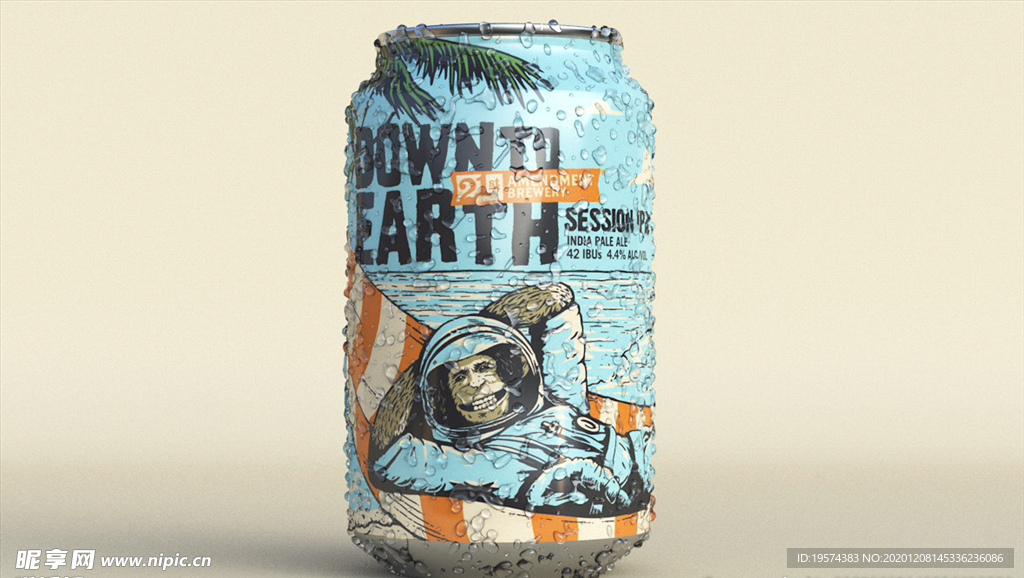 C4D模型动画带水珠的汽水瓶