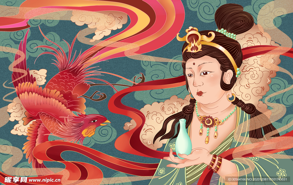 敦煌壁画传统复古背景海报素材