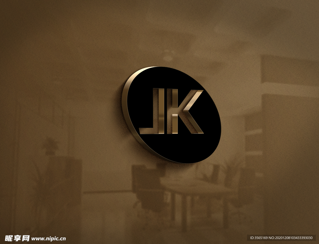 立体金色LOGO墙贴图