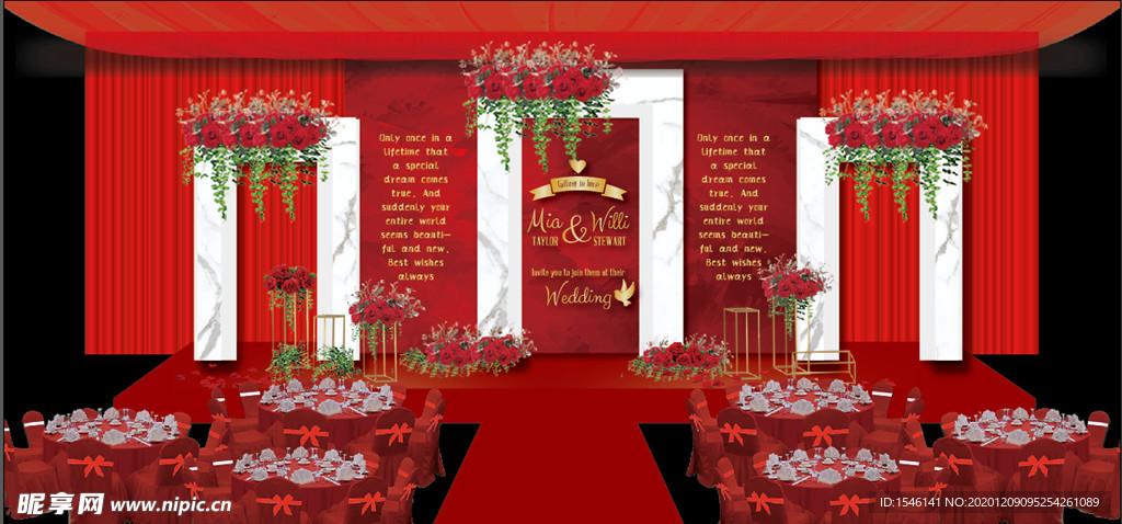 红色婚礼背景