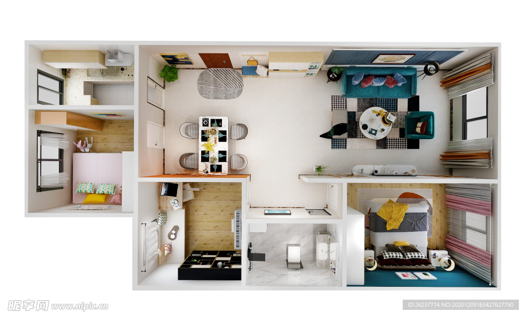 室内装修户型俯视图