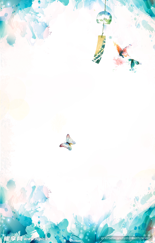 小清新水彩花背景图