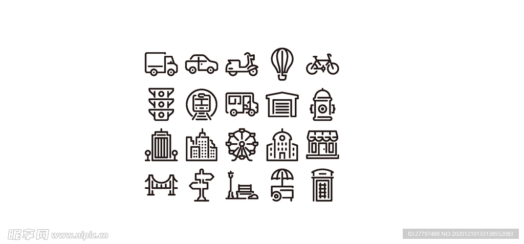 城市建筑交通图标