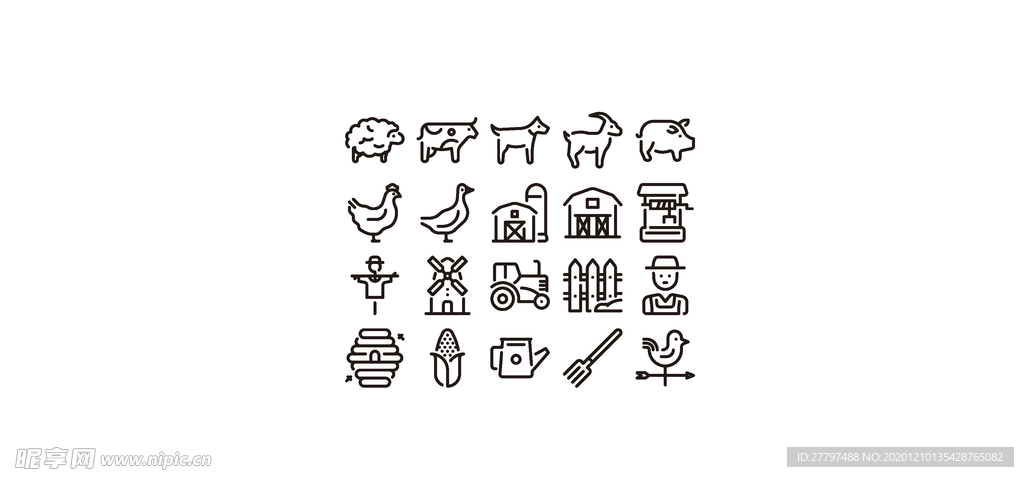 农场动物工具图标