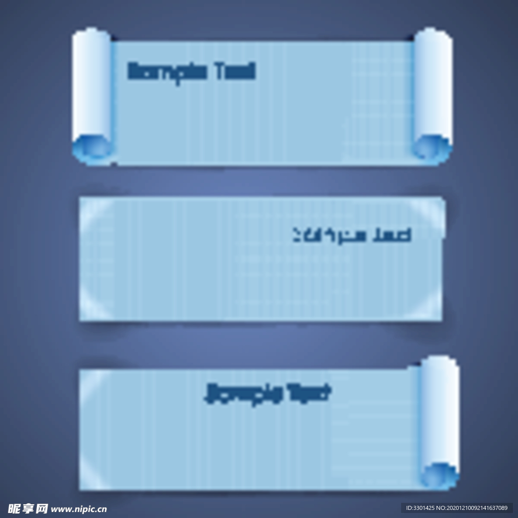 蓝色卷边横幅矢量模板