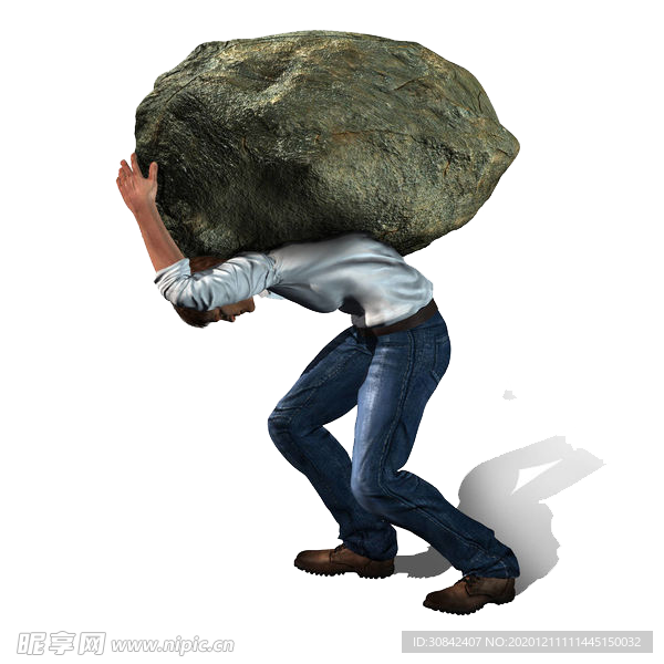 背着石块行走的男子