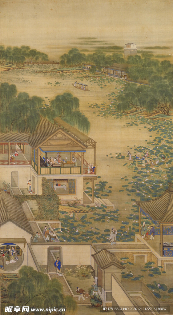 雍正十二月行乐图六月纳凉