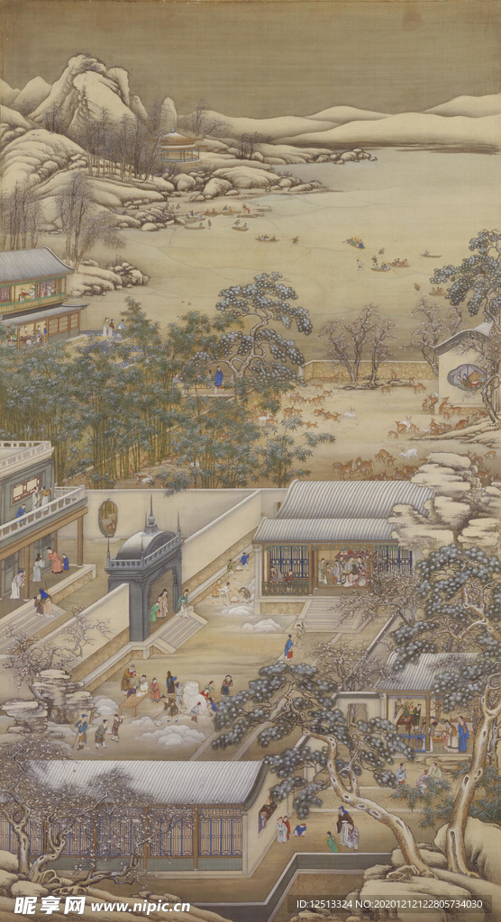 雍正十二月行乐图腊梅赏雪