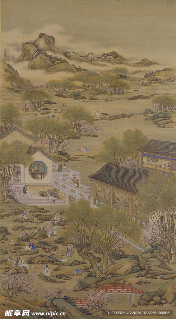 雍正十二月行乐图四月流觞