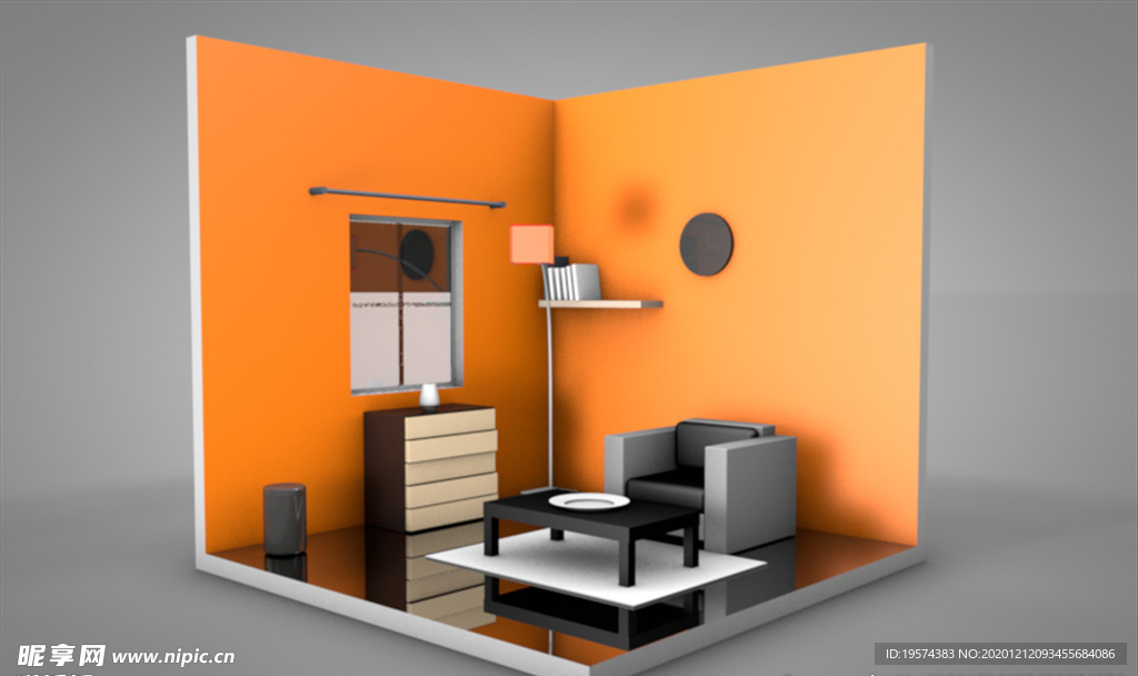 C4D 模型 客厅房间