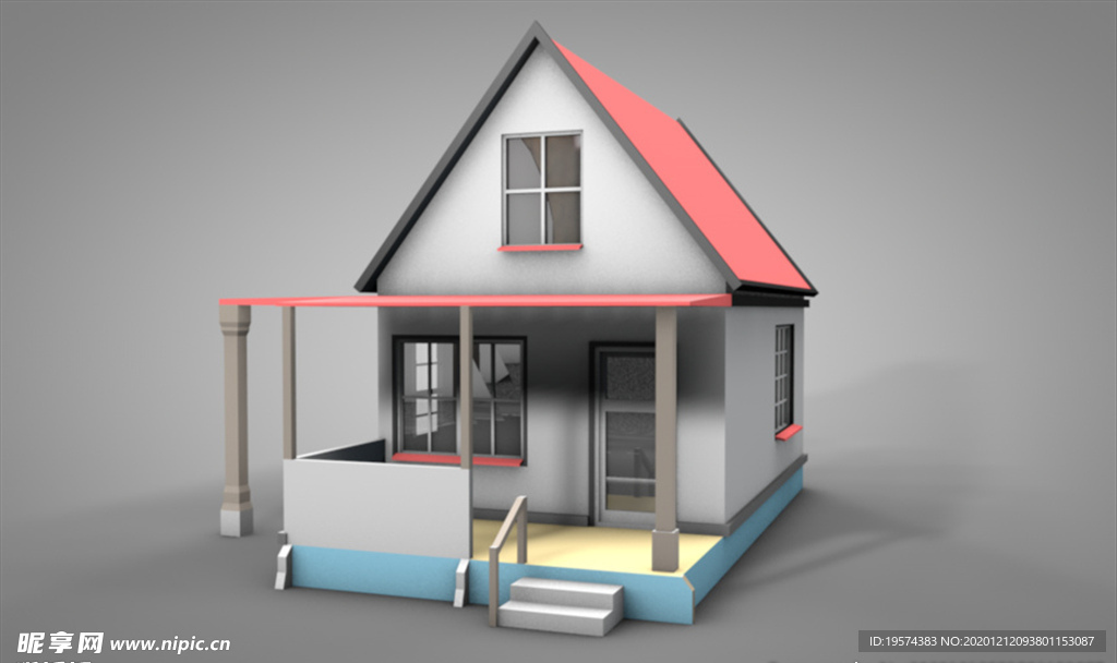 C4D 模型 家房子小别墅