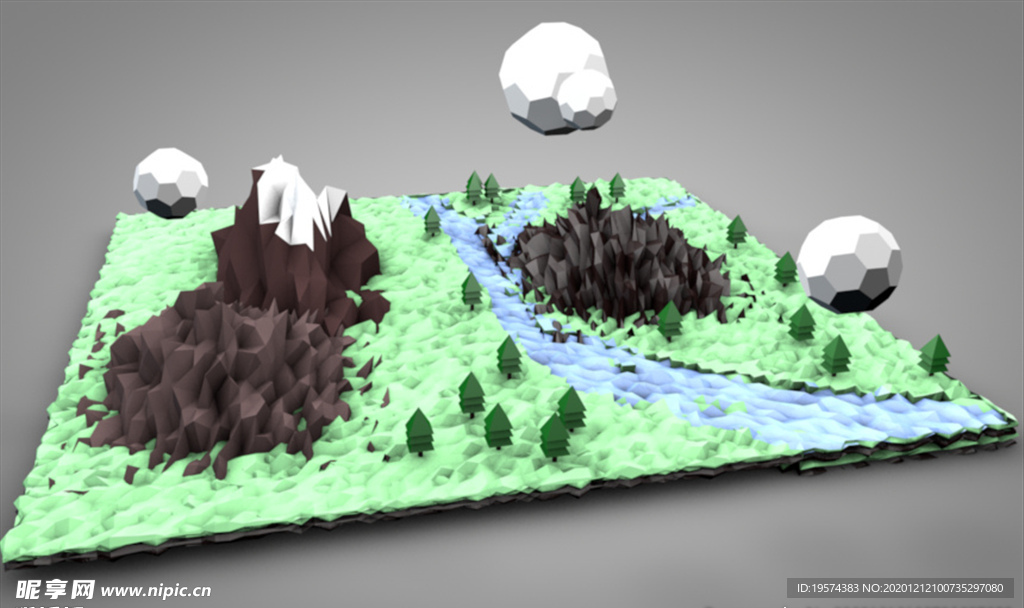 C4D 模型山树林