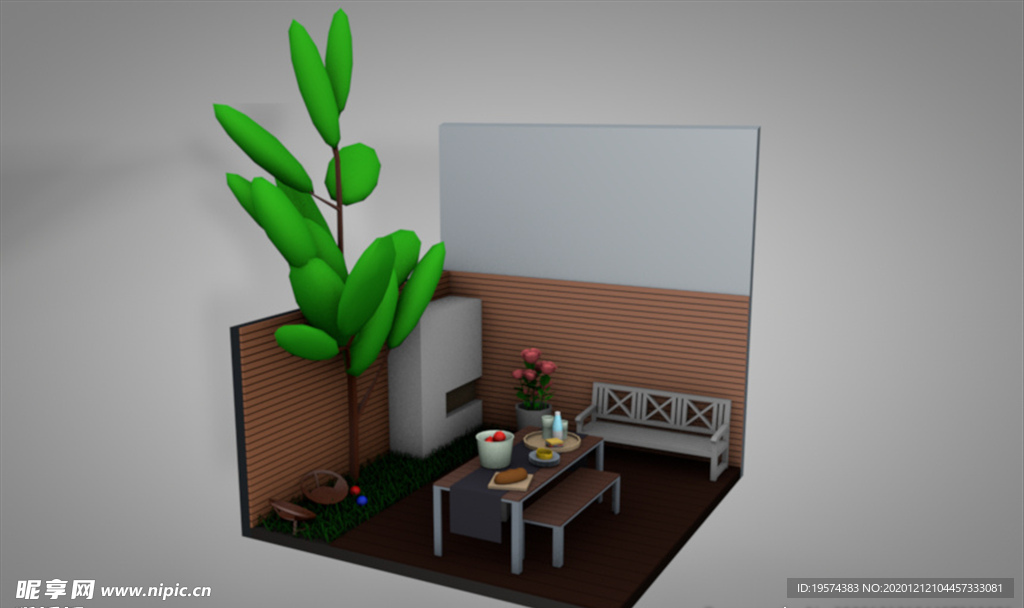 C4D 模型 餐厅