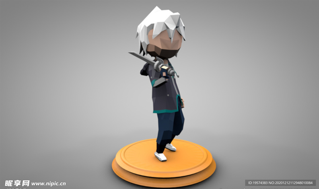 C4D 模型卡通剑客人偶手办