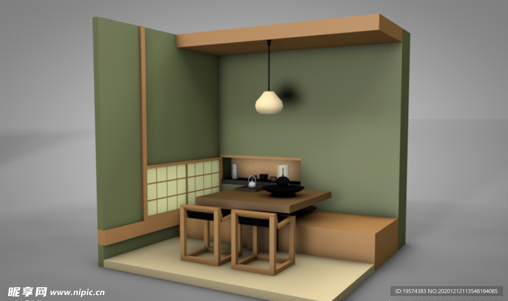 C4D 模型日式餐厅