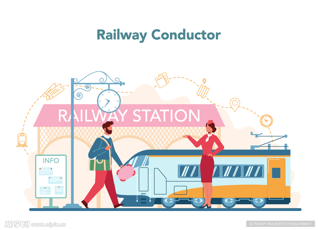 铁路导体概念图矢量