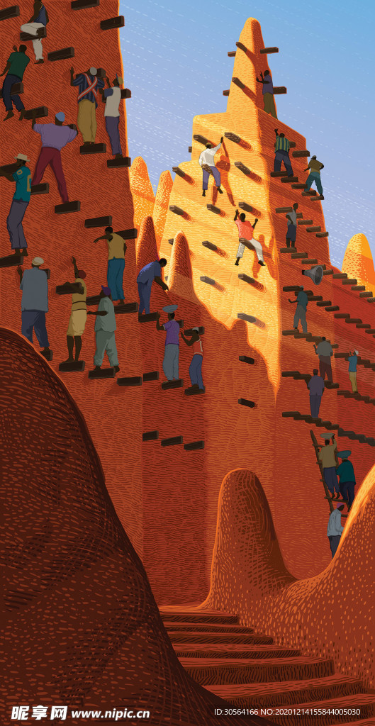 沙漠城墙人物游戏场景背景素材