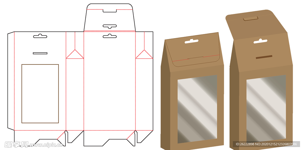 开天窗挂孔纸盒包装展开图