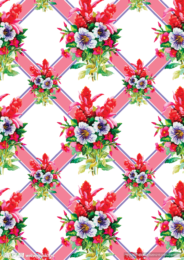 格子 花朵