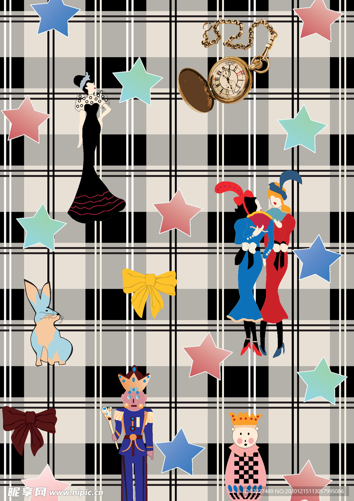格子 人物 星星