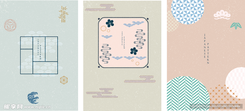 日式底纹海报矢量