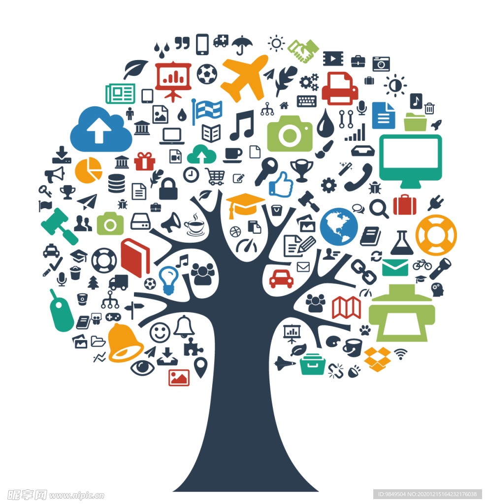 创意智慧树科技树PNG素材