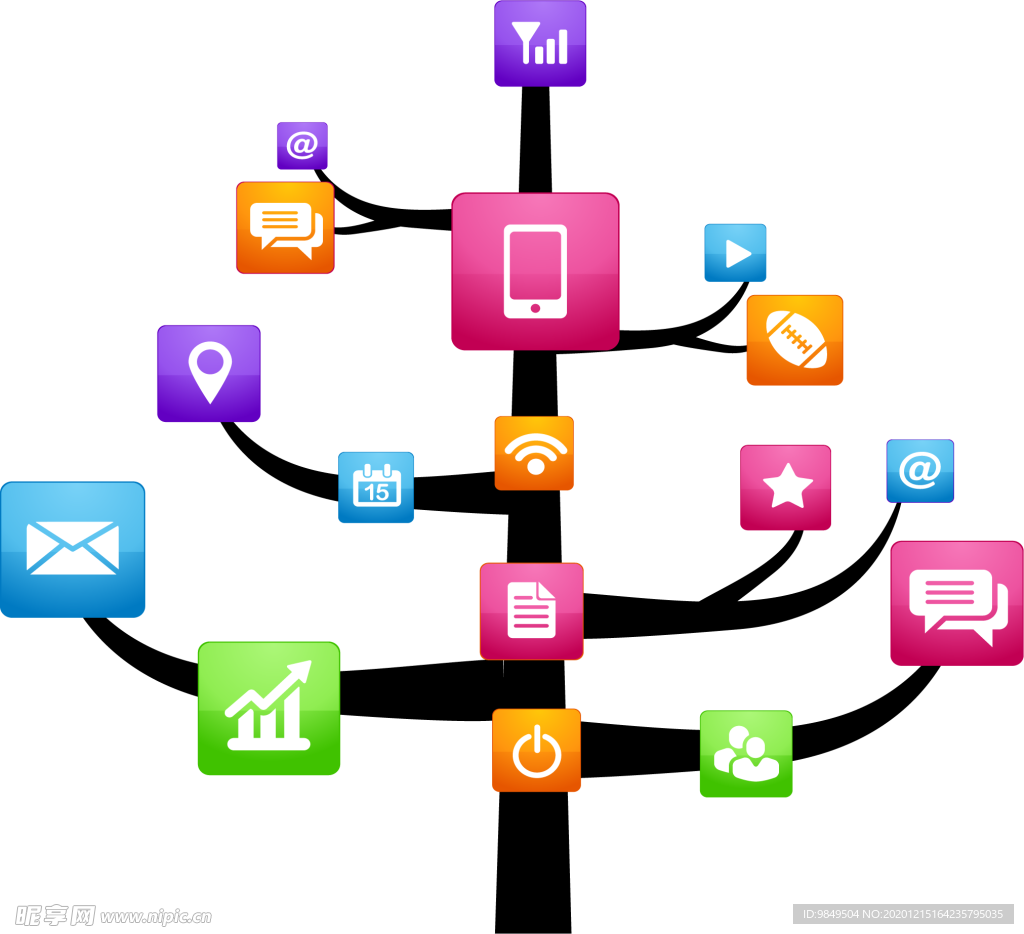 创意智慧树科技树PNG素材
