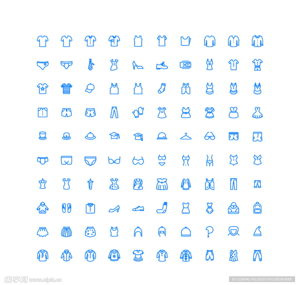 100个衣服鞋子UI图标