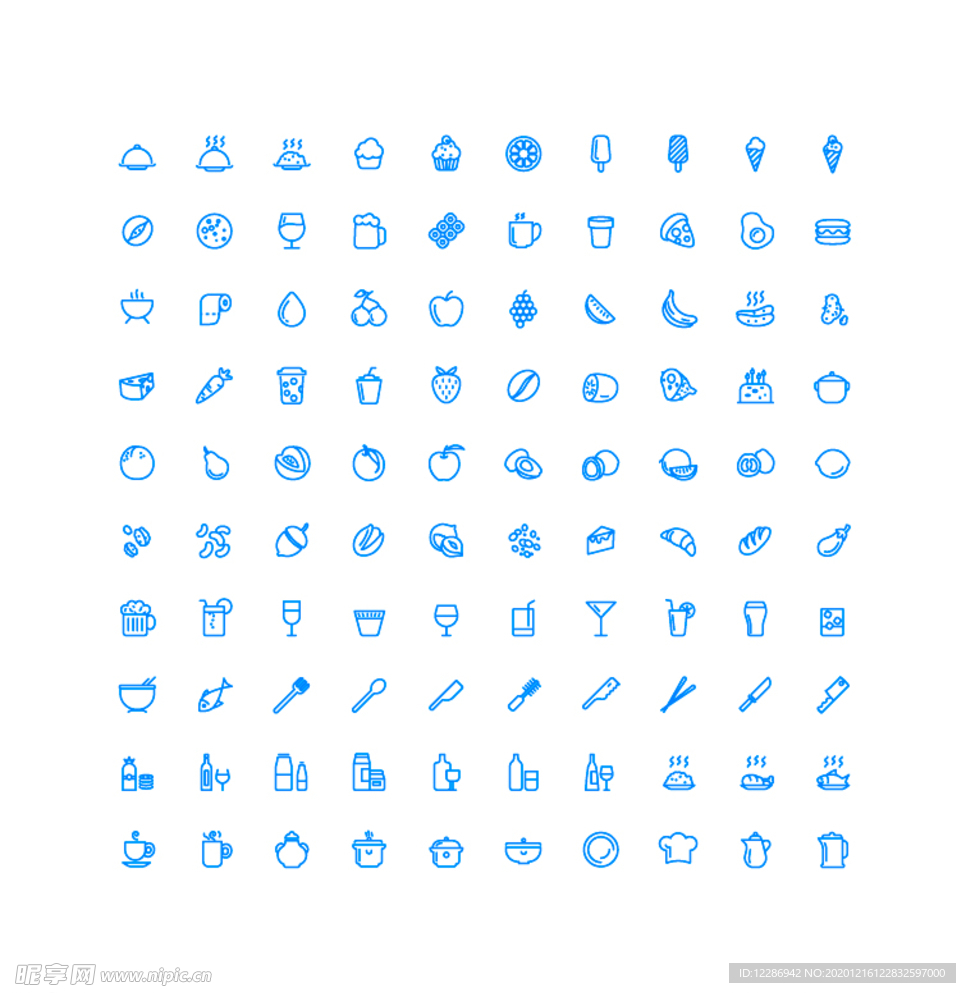 100个食物饮料UI图标