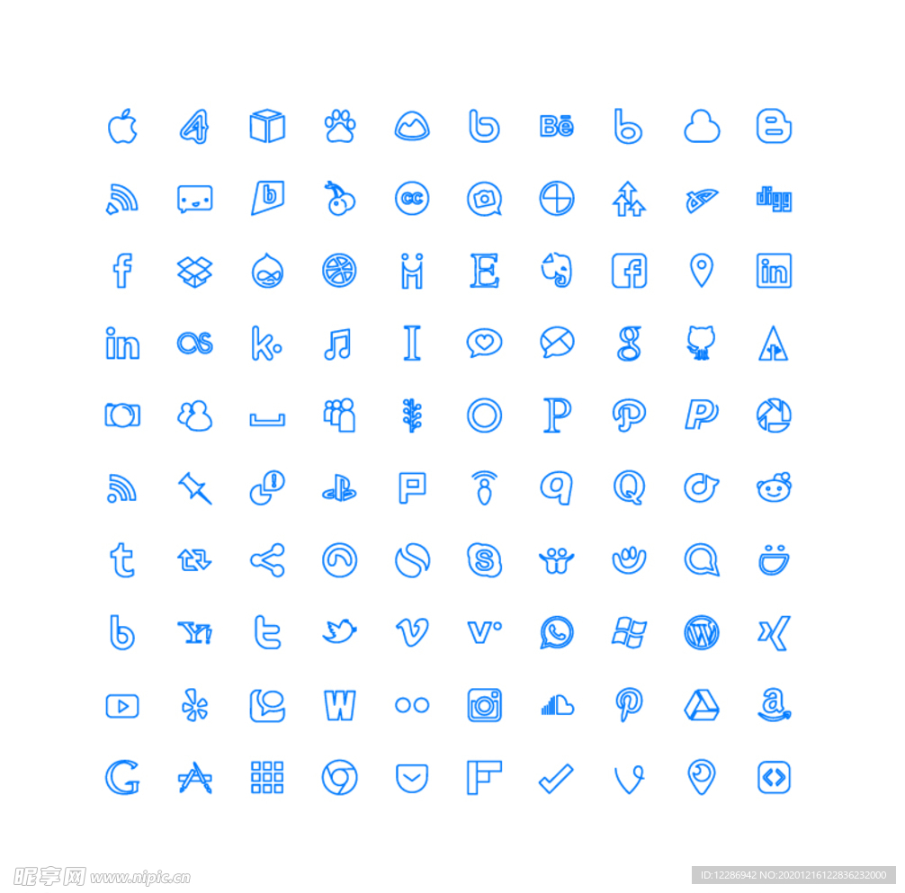100个社交媒体UI图标