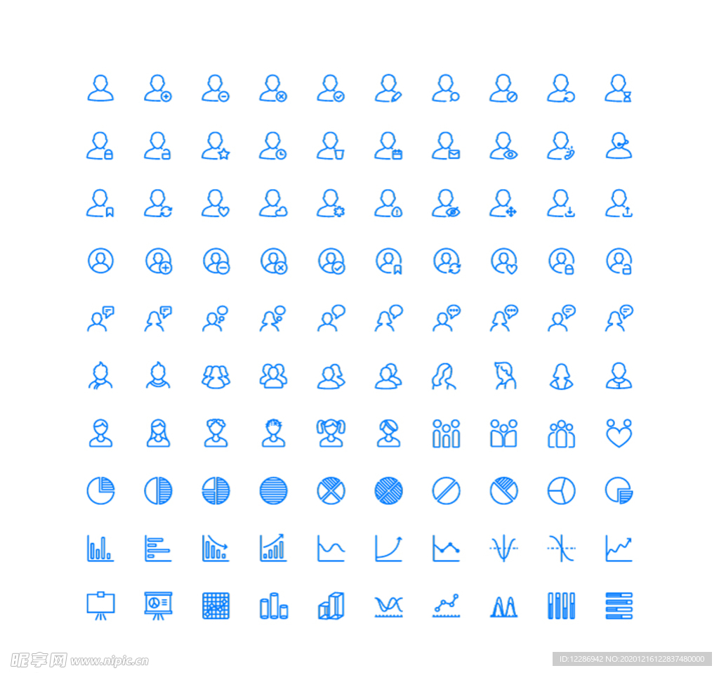 100个用户图表UI图标